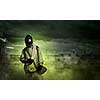 Stalker against nuclear background. Disaster and pollution
