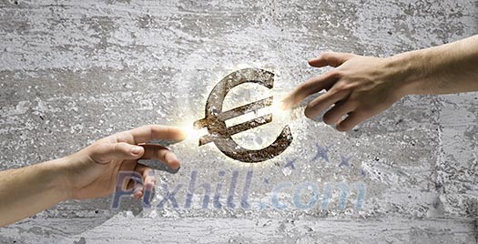 Partnership in business, banking and investment. Euro symbol Partnership in business, banking and investment. Euro symbol