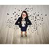 Top view of businesswoman holding alarm clock