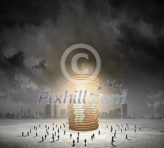 Business people and macro stack of euro coins Business people and macro stack of euro coins