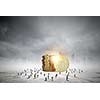 Business people and macro stack of euro coins