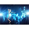 Attractive girl in swim wear dancing in party lights