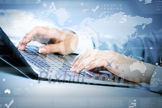 Close up image of businesswoman hands typing on keyboard Close up image of businesswoman hands typing on keyboard