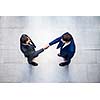 young multi ethnic business people group walking standing and top view