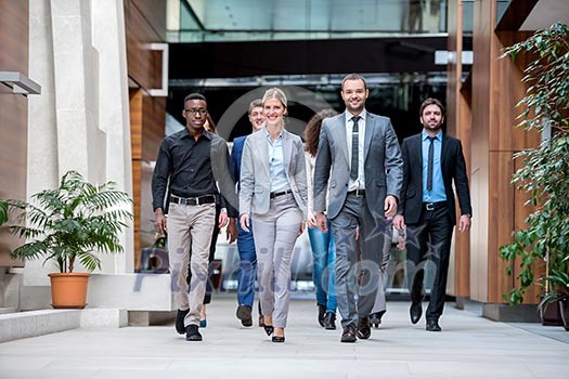 young multi ethnic business people group walking standing and top view young multi ethnic business people group walking standing and top view