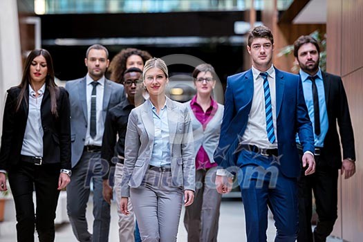young multi ethnic business people group walking standing and top view young multi ethnic business people group walking standing and top view