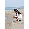 little female  child portrait on beautiful  beach