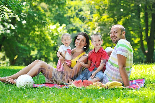 happy young couple with their children have fun at beautiful park outdoor in nature happy young couple with their children have fun at beautiful park outdoor in nature