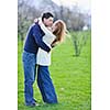 happy young couple have good time and fun outdoor at beautiful sunny day