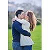 happy young couple have good time and fun outdoor at beautiful sunny day