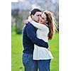 happy young couple have good time and fun outdoor at beautiful sunny day