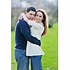 happy young couple have good time and fun outdoor at beautiful sunny day