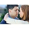 happy young couple have good time and fun outdoor at beautiful sunny day
