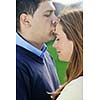 happy young couple have good time and fun outdoor at beautiful sunny day