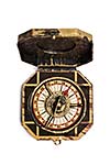 Old vintage retro compass isolated. Top view