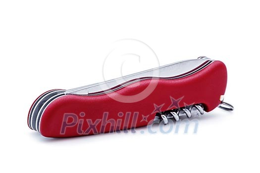 Swiss army multipurpose multitool knife isolated on white Swiss army multipurpose multitool knife isolated on white