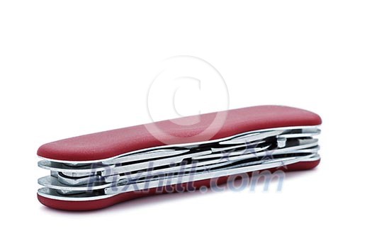 Swiss army multipurpose multitool pocket knife isolated on white Swiss army multipurpose multitool pocket knife isolated on white