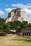 Anicent mayan pyramid (Pyramid of the Magician, Adivino  ) in Uxmal, Mérida, Yucatán, Mexico