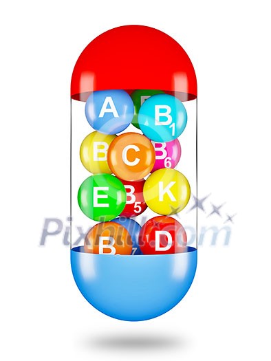 Healthy life creative concept - multi vitamins in capsule Healthy life creative concept - multi vitamins in capsule
