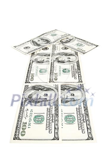 Arrow made of dollars isolated on white Arrow made of dollars isolated on white