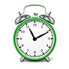 Green retro styled classic alarm clock isolated on white