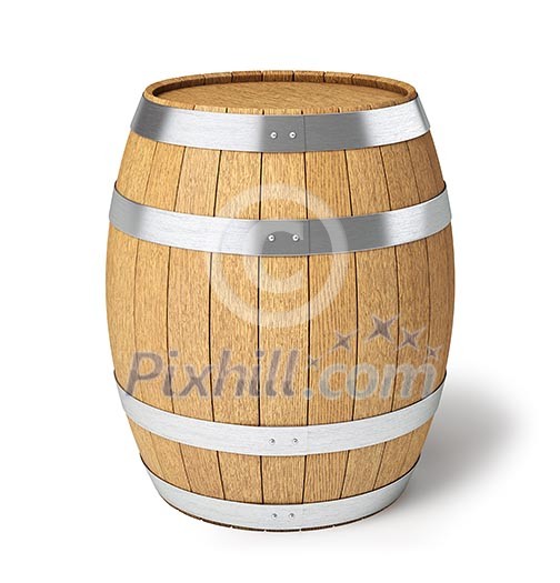 Wooden oak brandy wine beer barrel isolated on white background Wooden oak brandy wine beer barrel isolated on white background