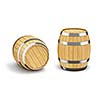 Wooden oak brandy wine beer barrels isolated on white background