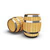 Wooden oak brandy wine beer barrels isolated on white background