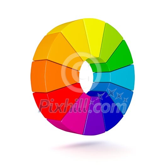3D Color chart isolated on white background 3D Color chart isolated on white background