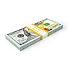 Creative business finance making money concept - stack of new new 100 US dollars 2013 edition banknotes bills bundles isolated on white background money stack on white