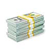 Creative business finance making money concept - stack of new new 100 US dollars 2013 edition banknotes bills bundles isolated on white background money stack on white