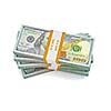 Creative business finance making money concept - stack of new 100 US dollars 2013 edition banknotes bills bundles isolated on white background money stack on white