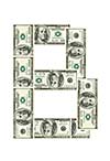Letter B made of dollars isolated on white background