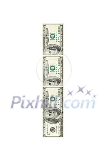 Letter I made of dollars isolated on white background Letter I made of dollars isolated on white background