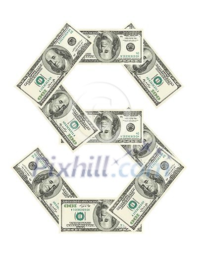 Letter S made of dollars isolated on white background Letter S made of dollars isolated on white background