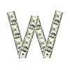 Letter W made of dollars isolated on white background