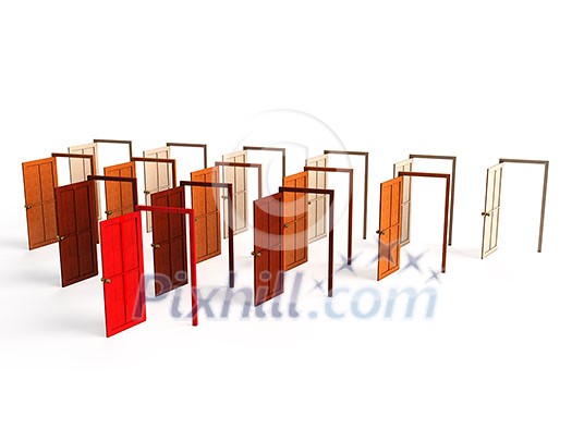 Open doors - welcome, choice, opportunity concept Open doors - welcome, choice, opportunity concept