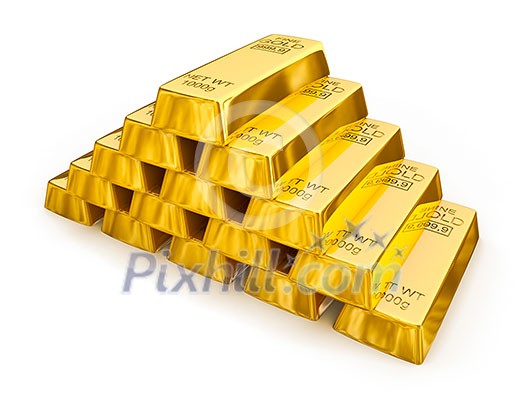 Gold bars pyramid isolated Gold bars pyramid isolated