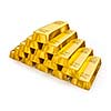 Gold bars pyramid isolated