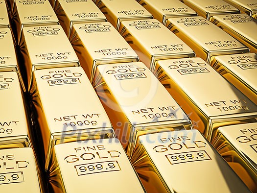 Banking finance concept background - stacks of gold bars close up Banking finance concept background - stacks of gold bars close up