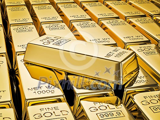 Banking finance concept background - gold bar on stacks of gold bullions close up Banking finance concept background - gold bar on stacks of gold bullions close up