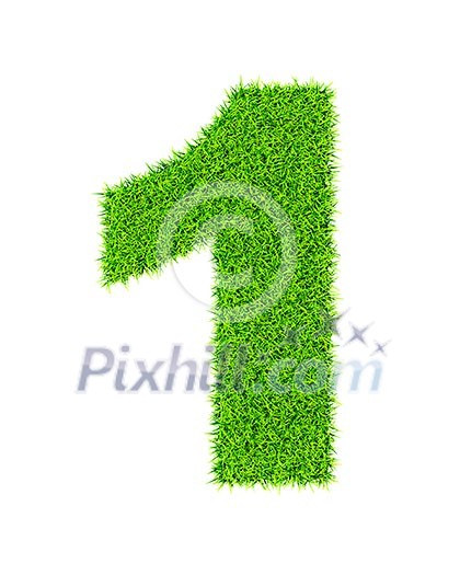 Grass number 1 one - ecology eco friendly concept character type Grass number 1 one - ecology eco friendly concept character type