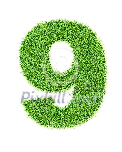 Grass number 9 nine - ecology eco friendly concept character type Grass number 9 nine - ecology eco friendly concept character type