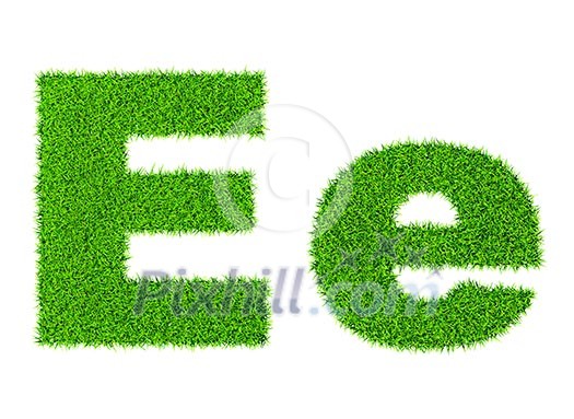 Grass letter E - ecology eco friendly concept character type Grass letter E - ecology eco friendly concept character type
