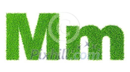Grass letter M - ecology eco friendly concept character type Grass letter M - ecology eco friendly concept character type