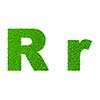 Grass letter R - ecology eco friendly concept character type