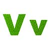 Grass letter V - ecology eco friendly concept character type