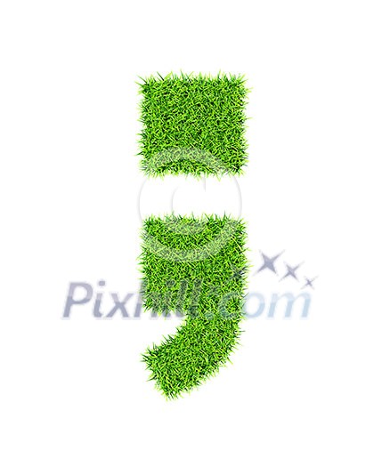 Grass alphabet semicolon period comma - ecology eco friendly concept character type Grass alphabet semicolon period comma - ecology eco friendly concept character type