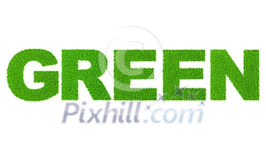 Grass word green - ecology eco friendly concept character type Grass word green - ecology eco friendly concept character type