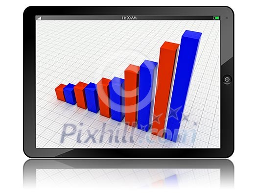 Tablet PC with business growth graph isolated Tablet PC with business growth graph isolated
